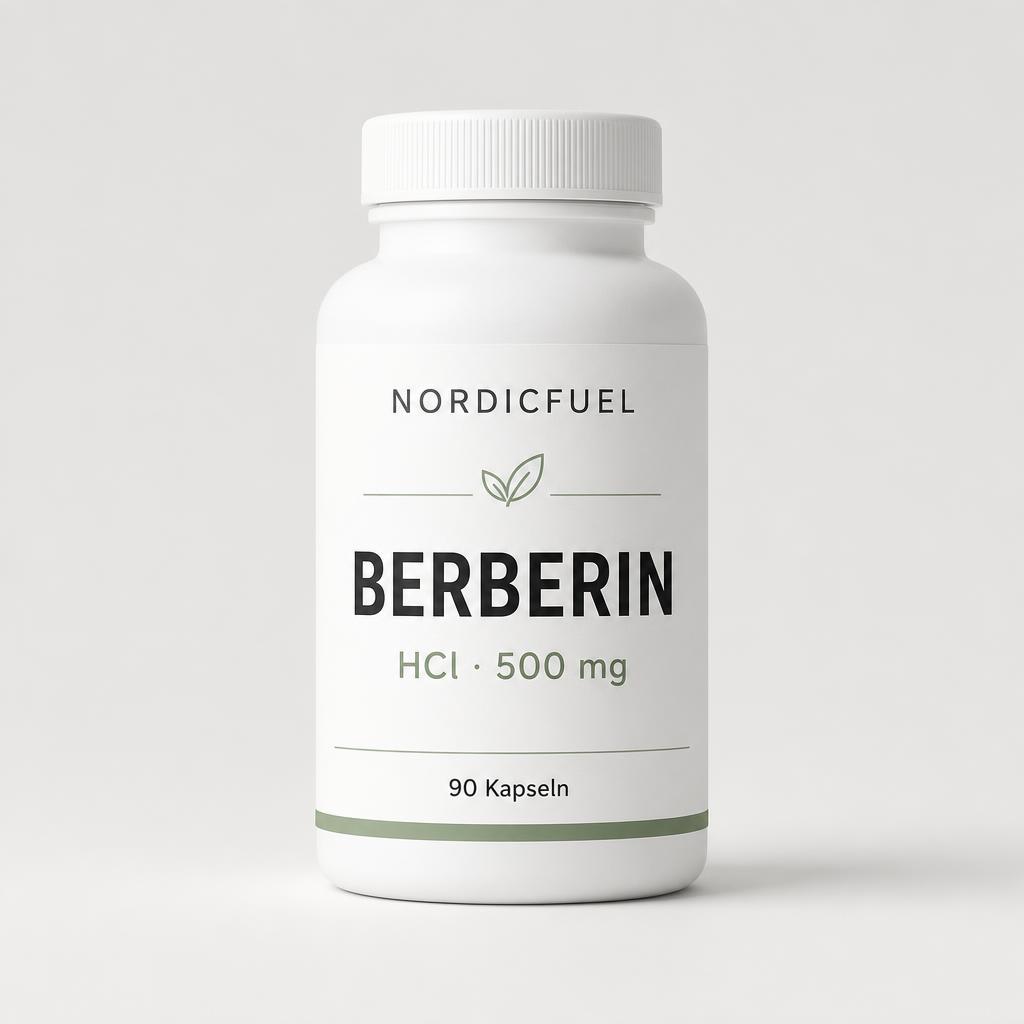 Weiße Dose Berberin HCl 500 mg Kapseln für Stoffwechsel und Longevity von NordicFuel
