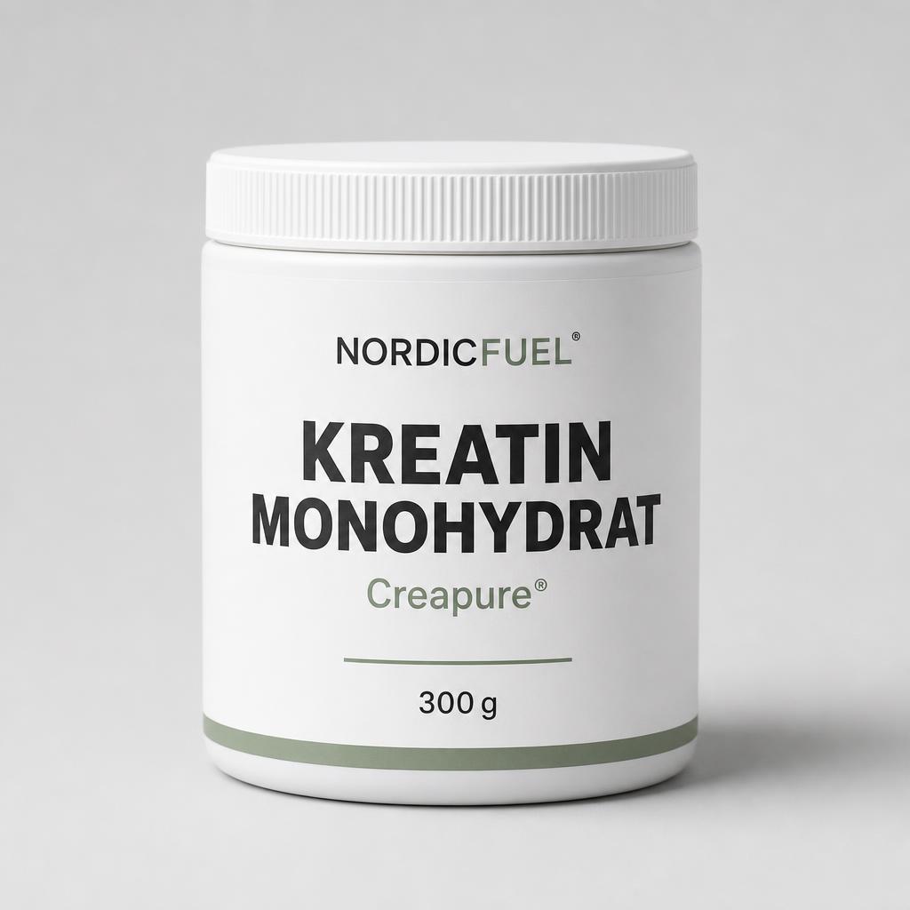Dose mit reinem Creapure Kreatin Monohydrat Pulver von NordicFuel