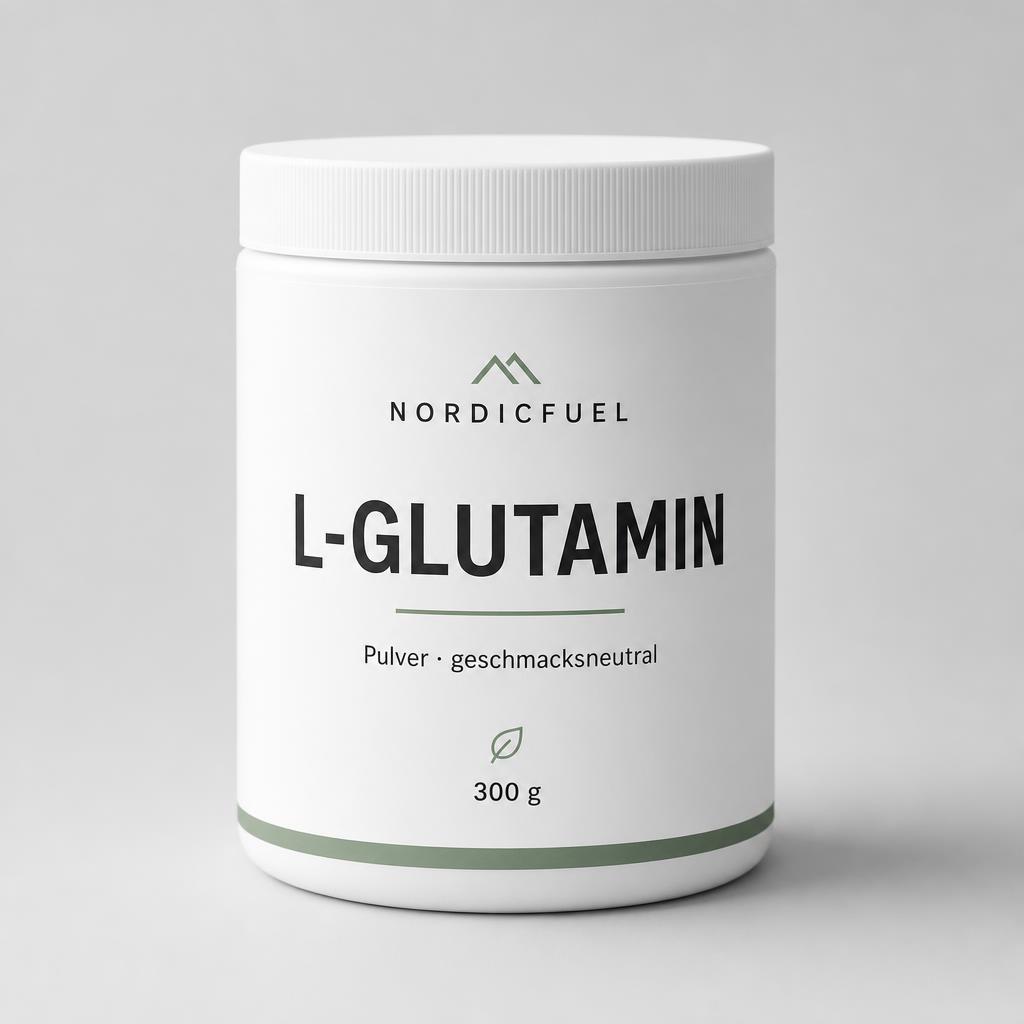 Weiße Dose L-Glutamin Pulver für die Darmschleimhaut von NordicFuel