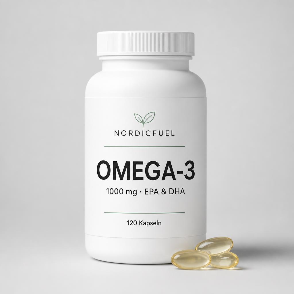Glasflasche Omega-3 1000 mg Fischöl Softgels von NordicFuel
